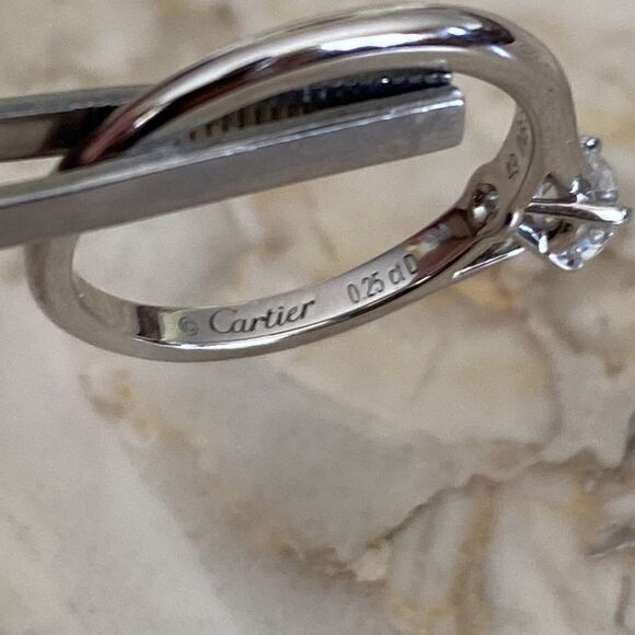 Cartier 1895 Solitaire Engagement Ring .25 Carat Platinum With Case & GIA Report - Picture 8 of 15